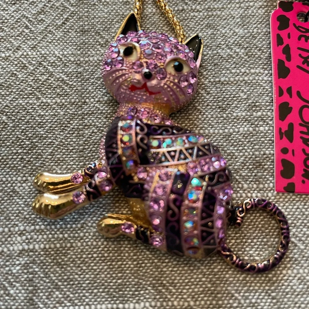 Betsey Johnson Pink Cat Pendant Necklace